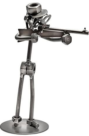 STEEMO Schraubenmännchen Sportschütze Gewehr-Schütze Deko-Geschenk 13x7x18 cm