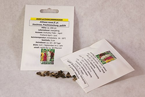 Stockrose Prachtmischung gefüllt Stockrosenmischung Blumensamen für ca. 30 Pfl. Stockmalve Garten-Pappelrose Bauernrose