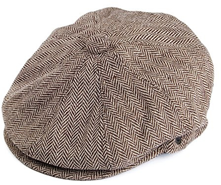 Jaxon & James Ballonmütze in Fischgrätmuster - Braun - L