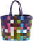 normani® Einkaufstasche Shopper geflochten aus Kunststoff - robuster Strandkorb Vintage Style 38cm x 25cm x 28cm Farbe Classic/Sweet