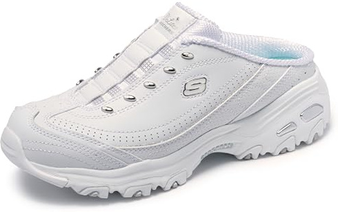 Skechers Women's D'Lites Bright Sky Slip-On Sneaker | Air-Cooled Memory Foam Insole, Cushioned midsole with flexible outsole, Sporty fashion sneaker with open back design