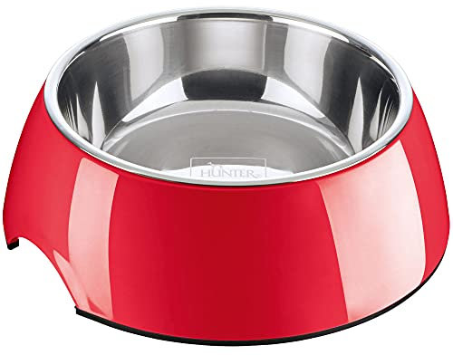 HUNTER Melamin-Napf, Farbe: rot, mit Edelstahleinsatz, rutschfest, kratz- und stoßresistent, pflegeleicht, spülmaschinengeeignet, Größe: 160 ml