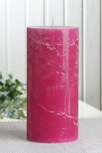 Rustik-Stumpenkerze, 15 x 7 cm Ø, Fuchsia
