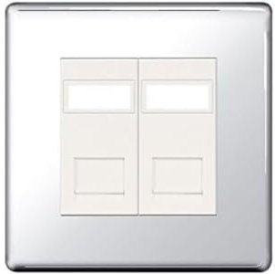 BG-Nexus-Flat-Plate Screwless Flat Plate Double RG45 Data Outlet Socket,Polished Chrome Finish