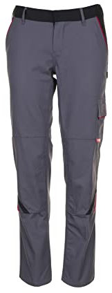 Planam 2329048 Highline Damen Bundhose, Schiefer/Schwarz/Rot, Größe 48