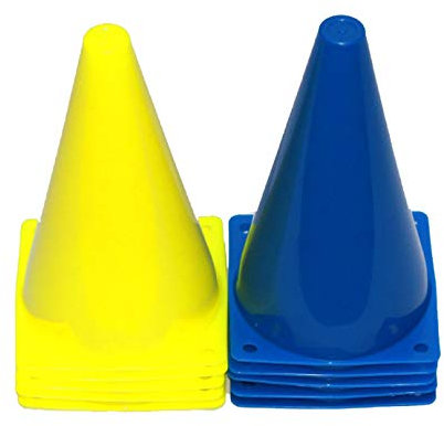 Boje Sport 10er Set Markierkegel, Pylonen, Pferdesport, Reitsport, Hundesport, Koordinationstraining, Ausdauertraining und Sprinttraining, 23 cm, Farbe 5 x blau/ 5 x gelb