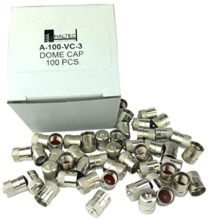 Haltec Pack of 100 Metal Dome Type Valve Caps with Inner Seals for Added Safety. A-100-VC-3 (100 Pack)