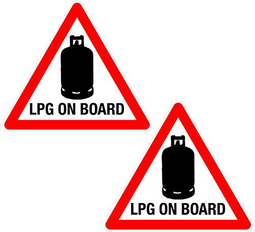 2 x LPG On Board Dreieckige Aufkleber für Wohnmobil, Wohnwagen, Anhänger, bedruckte Vinyl-Etiketten