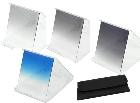 FOTGA 4pcs Gradual ND2 + ND4 + ND8 + Blau Graufilter + Filterbeutel Kit Fuer Cokin P