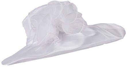 LUCK Adulte Femme Fille Capeline Chapeau Bibi Anti-Soleil Mariage Elégant (Blanc)