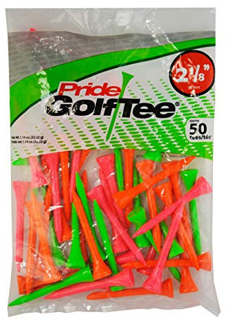 Pride Golf Tee – 2–1/20,3 cm Deluxe Tee-Tasche – 50 Zählen, PG2185005, Citrus Mixed Colors, 50 Count