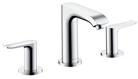 hansgrohe Wasserhahn Metris 3-Loch Waschtischarmatur, Auslauf Höhe 100mm mit Zugstangen-Ablaufgarnitur, Chrom