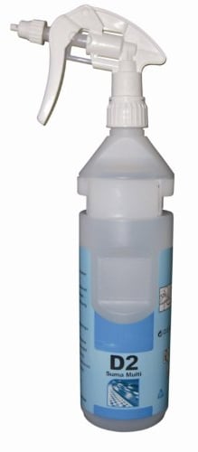 Divermite D2 Refill Bottles 750ml, Pack of 2 | Multi-purpose cleaner bottles streamline commercial kitchen setups by allowing custom dilution of liquid cleaning agents.