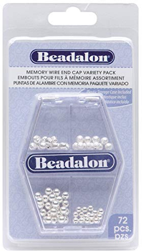 Beadalon Memory Wire Endcap Variety Pack 72/Pkg-Silver