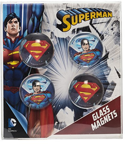 Joy Toy 301013 Superman 2.5 cm aus Glas, 4 teilig in Geschenkpackung, 1 x 8.5 x 9.5 cm Magnete, Klein, Sortiert