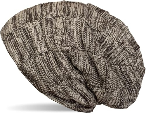 styleBREAKER Unisex Beanie Flecht Muster Fleece Futter 60cm | Thermo Inlay. elastisches Material. Bundweite 23cm. Slouch Design. winterfest. weiche Haptik. Einheitsgröße.