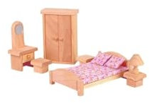 PLAN TOYS Houten Poppenhuismeubels Klassieke Slaapkamer