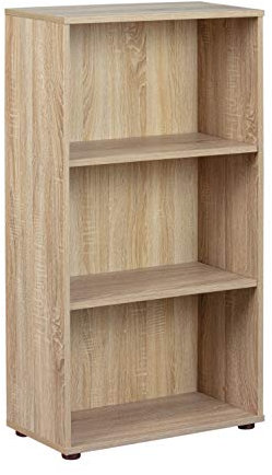 Inter Link - Bücherregal - Standregal - 3 Fächer - Höhenverstellbare Böden - Holzregal - Wohnzimmer - Arbeitszimmer - Parini 2 - Eichenfinisch, Sonoma Eiche Nachbildung