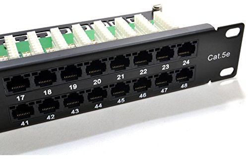 1U 48 Port Cat 5e RJ45 Networking 19 inch Rack Patch Panel with Cable Tidy