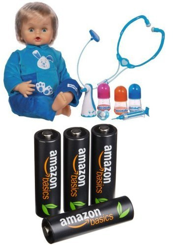 Pack Cicciobello Bobo + 4 Piles Amazon Basics AA Rechargeables