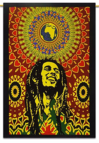 Bob Marley Tapisserie Hippie Tapisserie Hippie Mandala Bohemian Tapisserie, indische Wohnheim-Dekor, psychedelischer Wandbehang Ethnisch Dekorativ Mehrfarbig