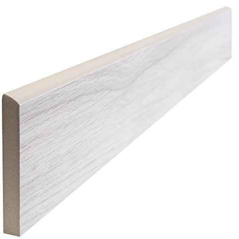 Acanto Bianco Sockel 7x60 cm, Feinsteinzeug mit Holzoptik (Sockel)