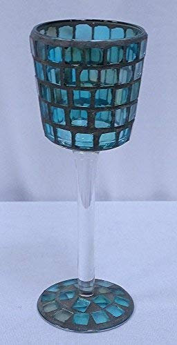 linoows Mosaik Glaskelch, Glaswindlicht, Mosaikglas Windlicht Kerzenhalter Türkis