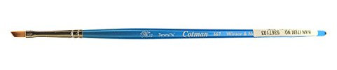 Winsor & Newton 5367103 Cotman Aquarell Synthetikhaar Pinsel - Serie 667 - Schrägpinsel, kurzer Stiel mit exzellenter Sprungkraft, Farbtragekraft und Punktgenauigkeit - 3mm - 1/8