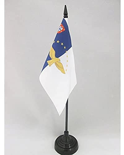 AZ FLAG - Tischflagge Azoren - 15x10 cm - Açores Tischfahne 10 x 15 Cm - Flaggen