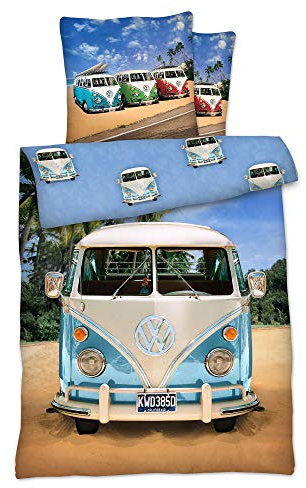 Global Labels Wende Bettwäsche VW Bulli 135x200 Kinderbettwäsche G106 600 VW1 100