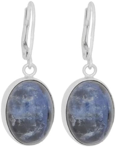 ERCE Sodalith Ohrringe Edelsteinschmuck Halbedelstein oval 925 Silber