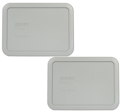 Pyrex 7210-PC Grey Rectangle 3 Cup (750mL) Plastic Storage Cover (2-Pack) by Pyrex