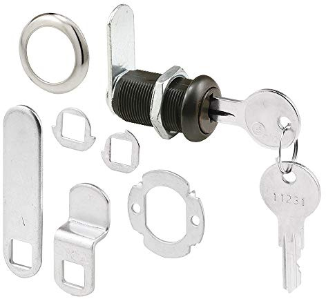 Prime-Line U 11089 Drawer and Cabinet Lock – Secure Important Files and Drawers, 1-3/8 in., Diecast Housing with Classic Bronze Finish, Fits on 1 in. Max Panel Thickness (1 Kit)