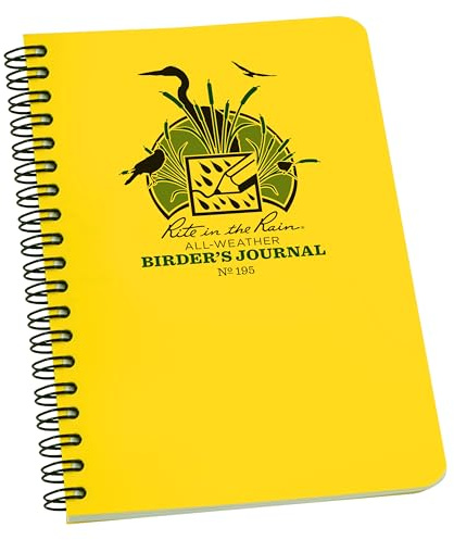 Rite in the Rain Weatherproof Spiral Notebook, 4.625 x 7, Yellow Cover, Birders Journal (No. 195)