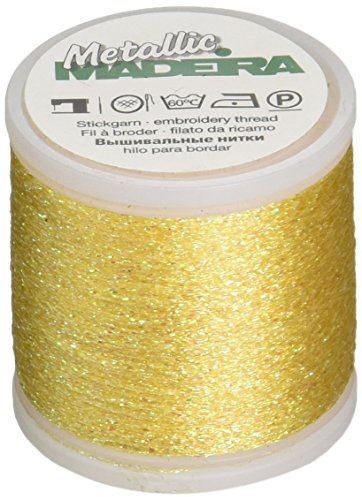 Madeira M9842-303 Thread, 70% Polyamide/30% Metallised Polyester, 303 Yellow, 200 m