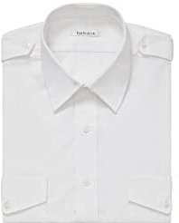 Van Heusen Men's Pilot Dress Shirt Short Sleeve, White, 21 Neck