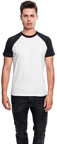 Urban Classics Herren Raglan Contrast Tee – Slim Fit T-Shirt mit Kontrastärmeln, Rundhalsausschnitt, sportlicher Look, weicher Baumwollmix, Basic Style,Wht/Blk,XXL