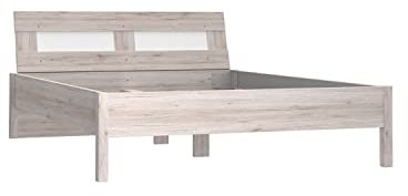 FORTE Beach Bett, Liegefläche 180 x 200 cm, Holzwerkstoff, Sandeiche / Weiß, 149 x 78,5 x 217,5 cm
