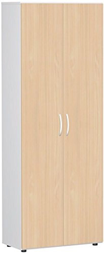 Gera Möbel Schranksystem Flex Flügeltürenschrank, Drehtürenschrank, Holzdekor, buche/weiß, 80 x 42 x 216 cm