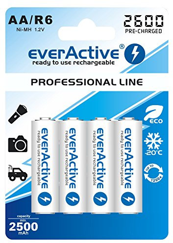 20 everActive Prof Line AA Mignon Akku min 2500 mAH NiMH Wiederaufladbar LR6 HR06