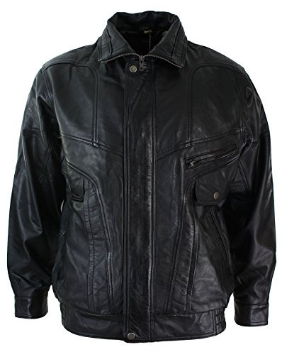Mens Classic Bomber Black Nubuck Washed Brown Real Leather Jacket
