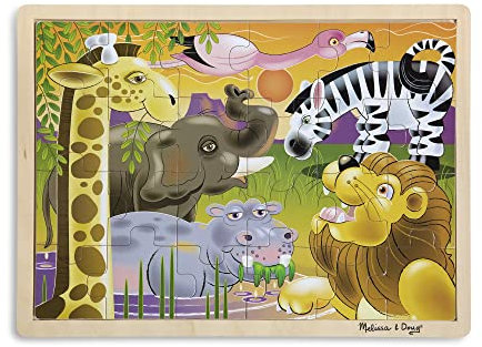 Melissa & Doug African Plains Wooden Jigsaw Puzzle (Preschool, Sturdy Wooden Construction, 24 Pieces)