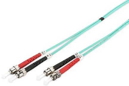 DIGITUS DK-2511-05/3 – Glasfaserkabel OM3 – 5 m – ST zu ST – Duplex LWL Kabel – 1/10/40/100 Gbit/s – MM Multimode Glasfaser LAN Kabel – Fasertyp: 50/125 µ – Türkis (Aqua)