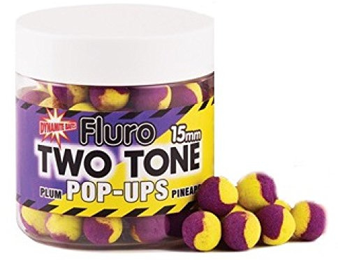 Dynamite Baits Plum- Pineapple Fluro Two Tone Pop- Up Boilies 15mm