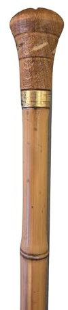 Stock-Fachmann® Spazierstock Gehstock Flanierstock Bambus Mit Knaufgriff Und Schmuckband Am Schaft Länge 88cm