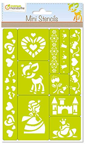 Avenue Mandarine 42830O Set mit Mini-Schablonen zum Verzieren und Gestalten, ideal für Ihre Bastelarbeiten (Kartengestaltung, dekorative Schachteln), Prinzessin