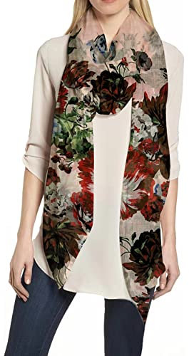 Lina & Lily Damen Schal Tuch mit Blumenmuster (A-Hellrosa)
