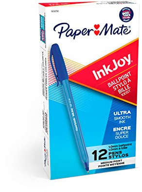 Paper Mate InkJoy 100ST Ballpoint Pens, (1.0mm ) Medium Point, Blue, Box of 12 (1951256)