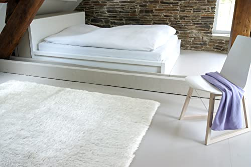floor factory Hochflor Shaggy Teppich Prestige weiß 140x200 cm - superweicher Flauschiger Langflor Teppich