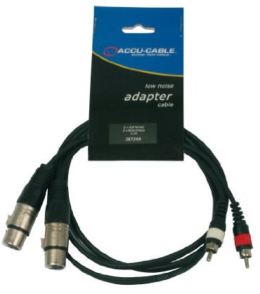 Accu Cable - Cavo Adattatore da 2 Femmine XLR a 2 Maschi RCA, 1.5m - Nero